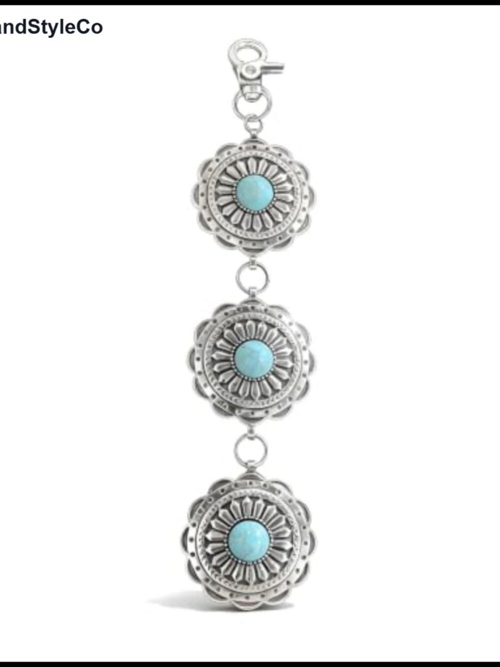 Turquoise Stone Western Keychain Leather Tassel Bag Charm Country Concert